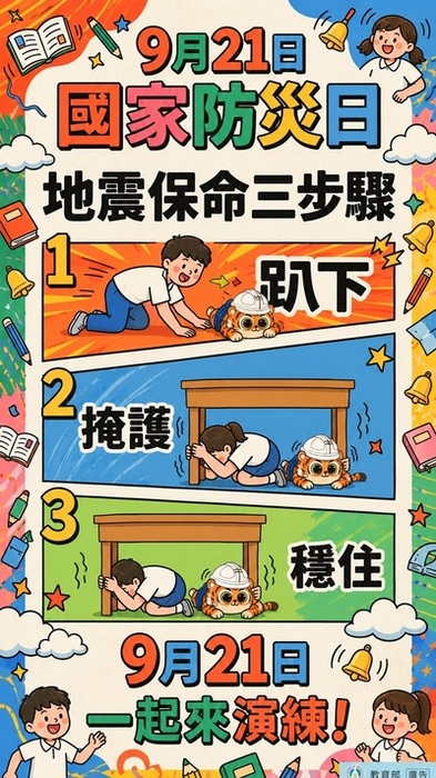 9月21日-國家防災日-地震保命三步驟